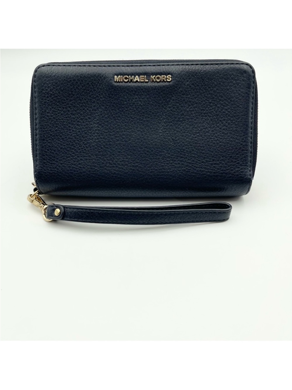Michael Kors Navy Pebbled Leather Wristlet Wallet